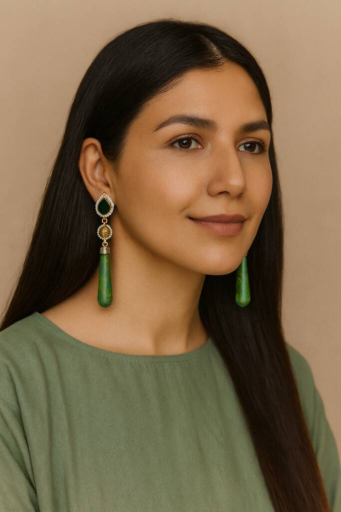Heba Marble Effect Green Earrings, 1 of 4