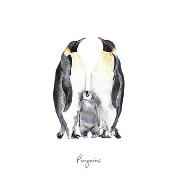 Penguin Family Watercolour Fine Art Print, 2 of 4