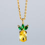 Sterling Silver Gold Colour Crystal Pineapple Pendant Necklace, thumbnail 1 of 6