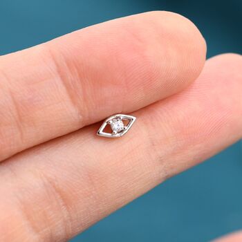 Sterling Silver Tiny Cz Evil Eye Stud Earrings, 11 of 11