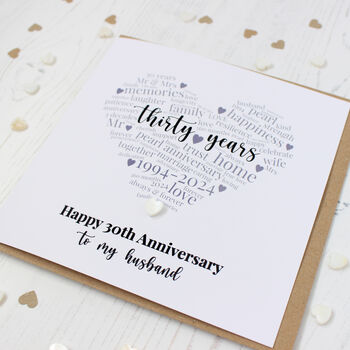Personalised 30th Pearl Wedding Anniversary Card, 3 of 8