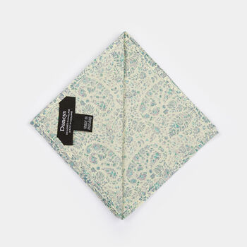 Dancys Mens Pale Blue Paisley Print Pocket Square, 8 of 9