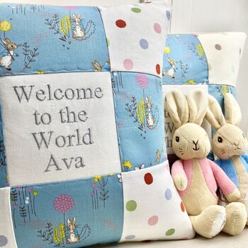 Peter Rabbit Welcome To The World Cushion, 3 of 9