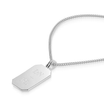 Octagonal Tag Men's Necklace 925 Sterling Silver, 4 of 7