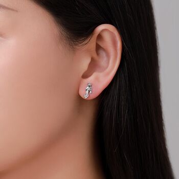 Mismatched Scuba Diver And Manta Ray Stud Earrings In Sterling Silver, 3 of 12