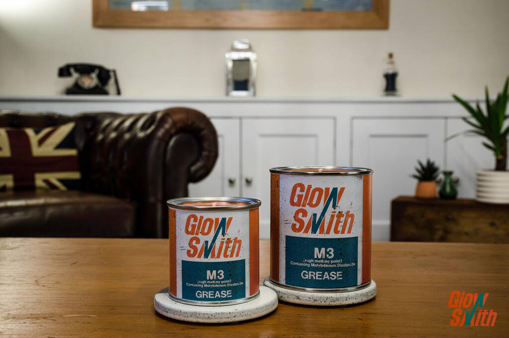 Vintage Grease Tin Candle – Mens Candle | Mechanic Gifts | Man Cave Decor | Engineers Gift | Car Gifts | Spiced Orange, 1 of 7