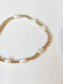 18k Gold Plated Rice Pearl Beaded Bracelet, 5 of 5