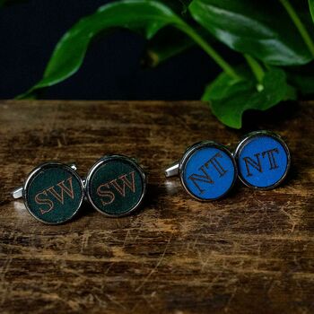 Men's Personalised Leather Cufflinks, 10 of 12