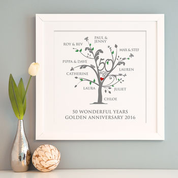 Personalised Golden Anniversary Family Tree Print, 10 of 12