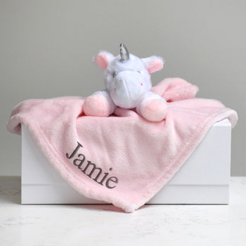 Personalised Pink Unicorn Baby Comforter, 2 of 7