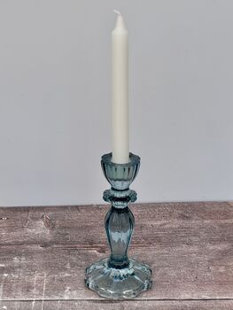 Teal Glass Candlestick, 15.5cm, 3 of 3