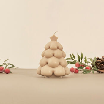 Beige Christmas Tree Candle Festive Decoration, 2 of 10