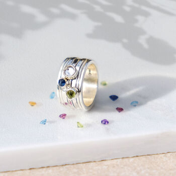 Personalised Ibiza Bliss Gemstone Sterling Silver Spinning Ring, 6 of 11