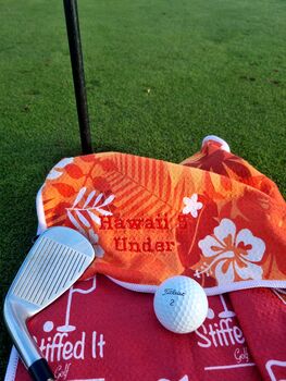 Personalised Hawaii Five Under Golf Towel, 5 of 5