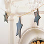 Blue And Gold Wooden Hanging Star Bunting, thumbnail 6 of 6