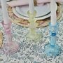 Pair Of Blue Glass, Lace Edge Candlesticks, thumbnail 6 of 9