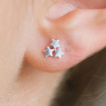 Sterling Silver Galaxy Star Stud Earrings, 2 of 5