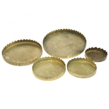 Antique Brass Candle Display Trays Set Of Five, 6 of 6