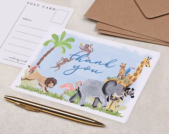 Jungle Safari Children's Thank You A6 Postcard Pack, 2 of 3