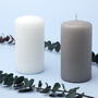 G Decor Classic Unscented White Grey Pillar Candle, thumbnail 1 of 4