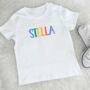 Bold Rainbow Personalised Kids T Shirt, thumbnail 2 of 3