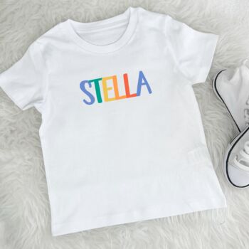 Bold Rainbow Personalised Kids T Shirt, 2 of 3