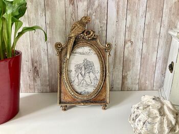 Oval Gold Parrot Photo Frame 4x6 Portrait Frame Décor, 5 of 9
