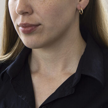 9ct Yellow Gold Patterned Creole Hoop Earrings, 2 of 4