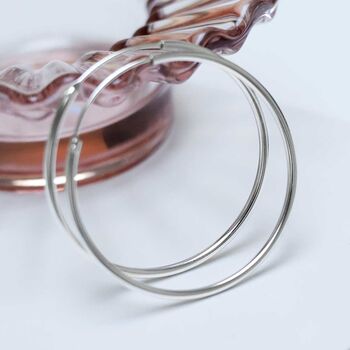 Sterling Silver 40mm Hoop Earrings, 7 of 9
