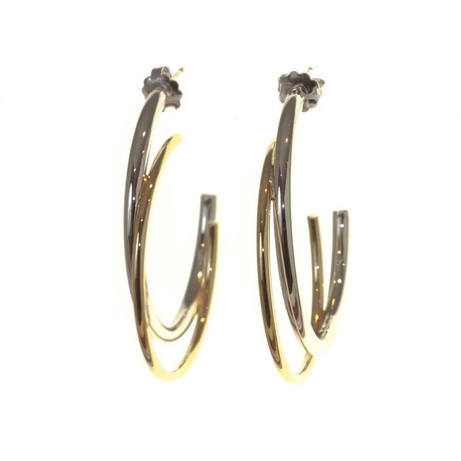 Gold And Silver Double Hoop Earrings By Loel & Co.