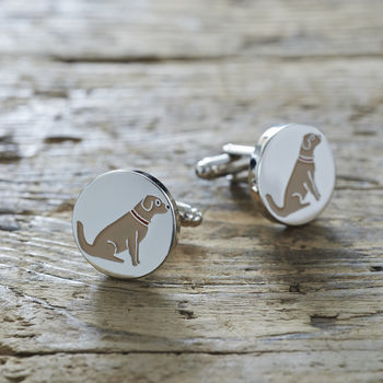 Daddy And Me Golden Retriever Cufflinks And Tag, 2 of 8