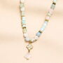 Semi Precious Blue Beaded Charm Necklace In Gold, thumbnail 1 of 2