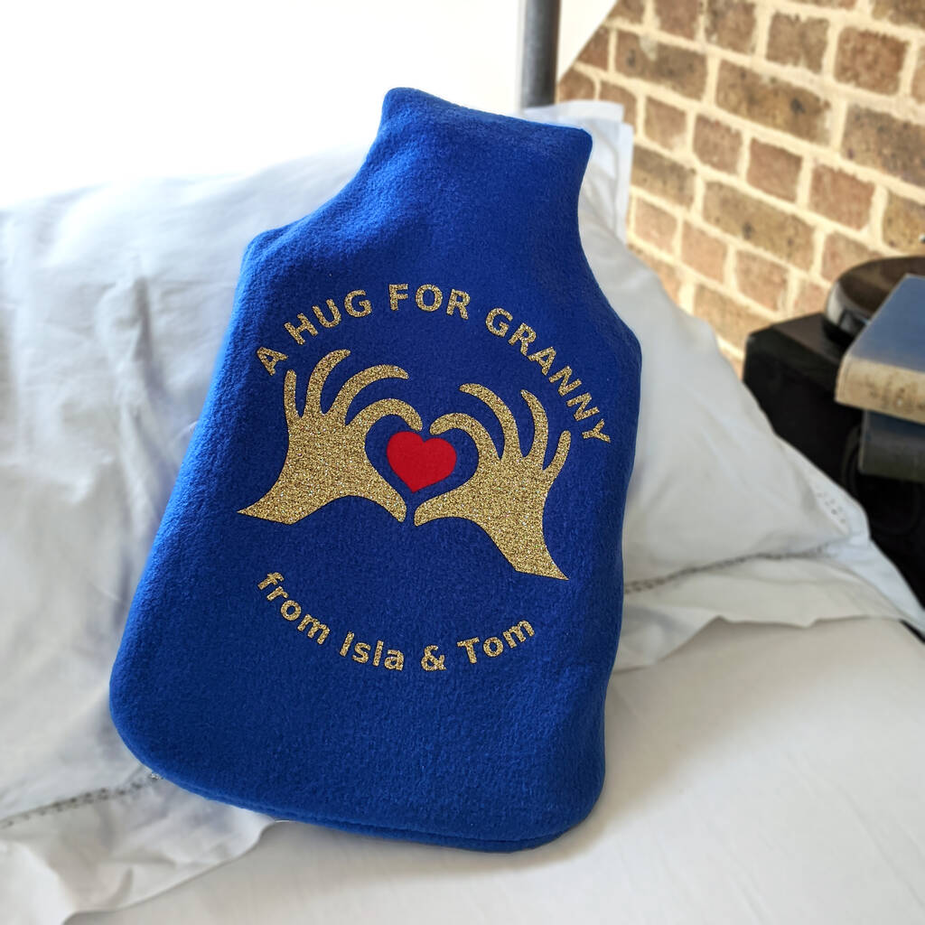 Hug For Granny Personalised Hot Water Bottle Cover Gift, 1 of 4