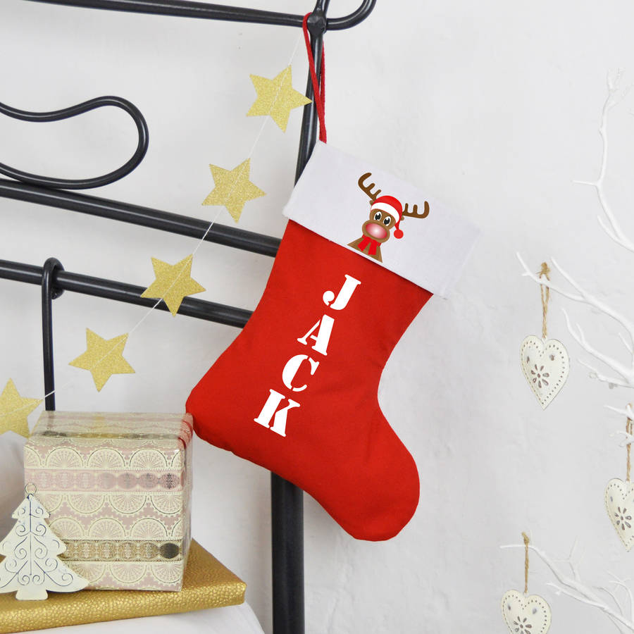 Personalised 'Rudolph' Reindeer Stocking By Andrea Fays ...