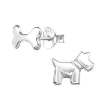 Silver Mismatched Dog And Bone Studs In A Gift Tin, 2 of 11