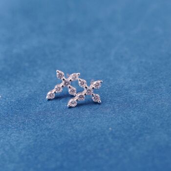 Sparkly Cross Studs, Cubic Zirconia Stone Cross Earrings, 6 of 7