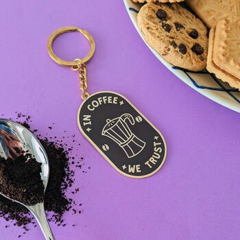 In Coffee We Trust Keyring Coffee Gifts, 7 of 7