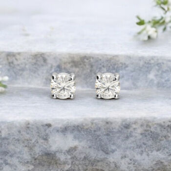 Mini Sterling Silver Moissanite Diamond Stud Earrings, 6 of 9