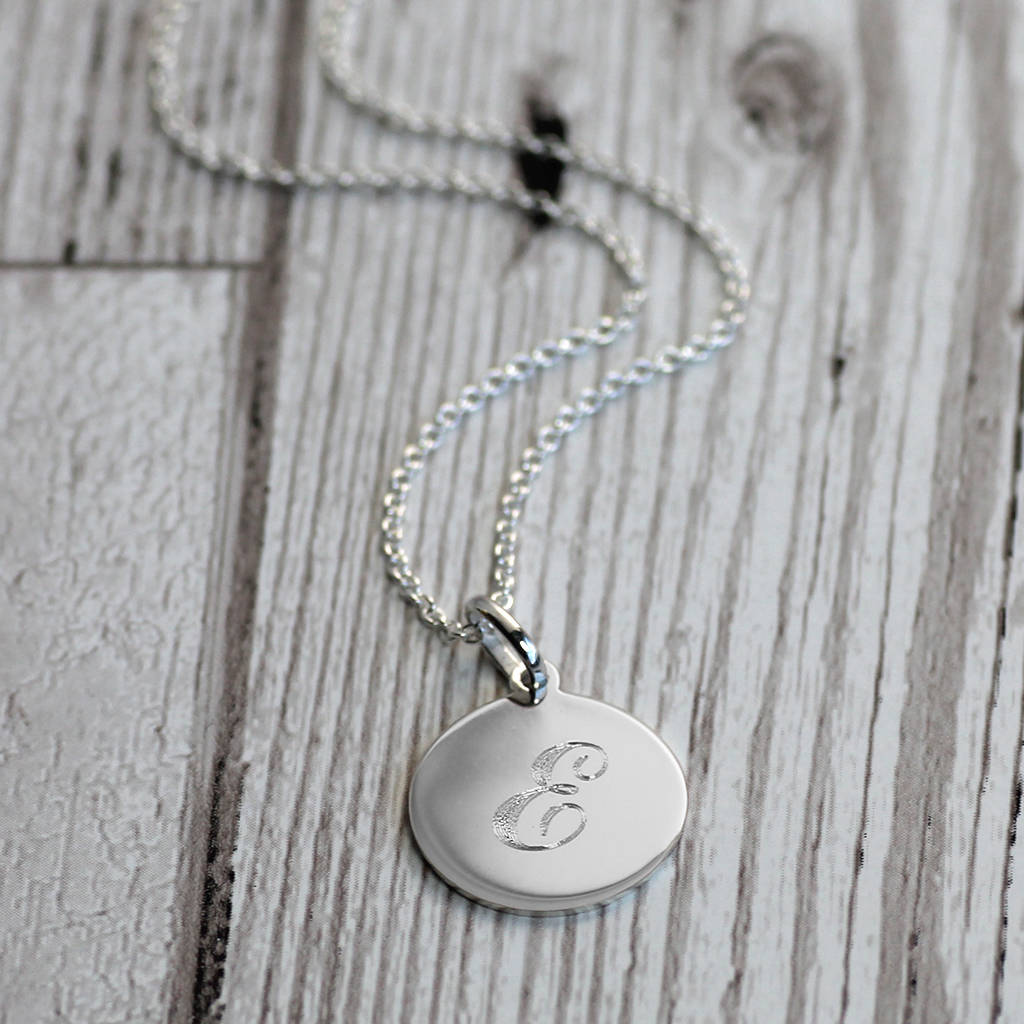 Personalised Sterling Silver Heart and disc Pendant - Carole Allen Jewellery