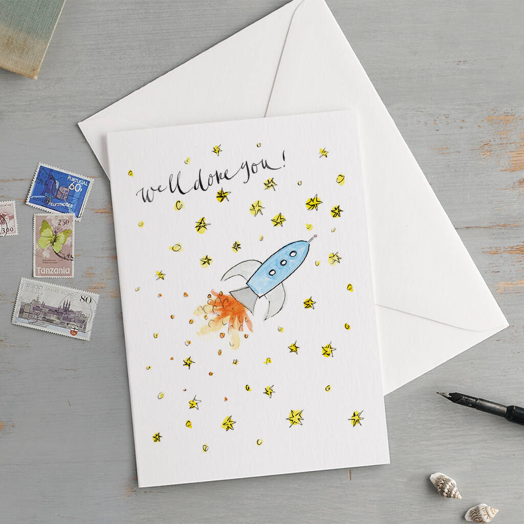 'Well Done You!' Rocket Congratulations Card, 1 of 3