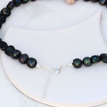 Statement Green Peacock Pearl Necklace With Sterling Silver Charm, 8 of 11