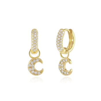 18 K Gold Plated Crescent Moon Huggie Earrings, 2 of 11