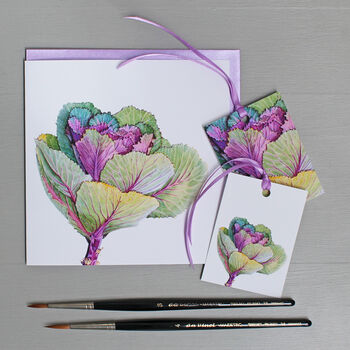 Card With Ornamental Cabbage Illustration, 3 of 4