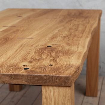 Bow Live Edge Solid Oak Dining Table, 3 of 5