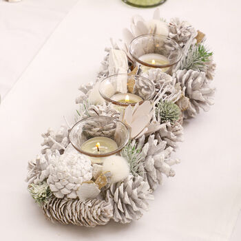 Merry And Bright White Christmas Candle Centerpiece, 4 of 4