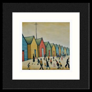 Framed 'Brighton Beach Huts' Print. Lowry Style, 2 of 4