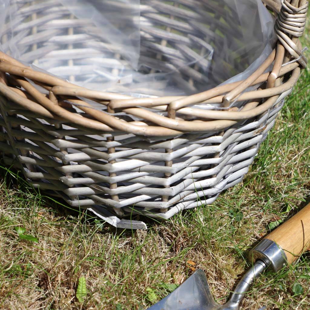 Set Of Two Round Woven Wicker Basket Planters By Dibor