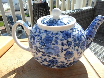 Two Cup Teapot In Ditsy Blue Rose Design, 5 of 7