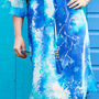 Cobalt Blue Watercolour Print Silk Dress, thumbnail 6 of 7