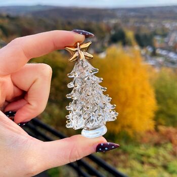 Hand Blown Glass Tiny Christmas Tree With Gold, 2 of 4